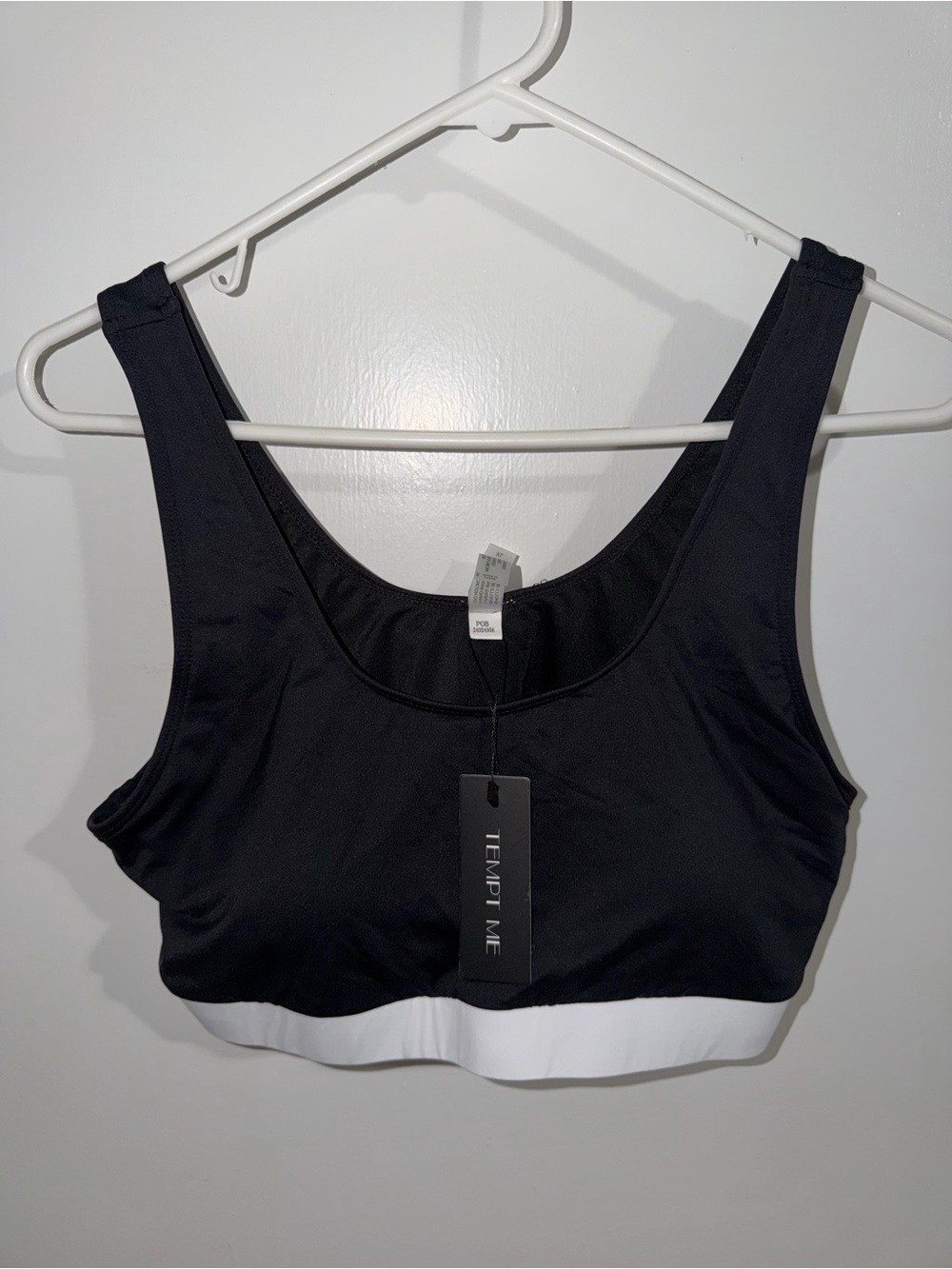 Tempt Me Two-Tone Black Sports Bralette with White Band